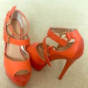Orange platform heels